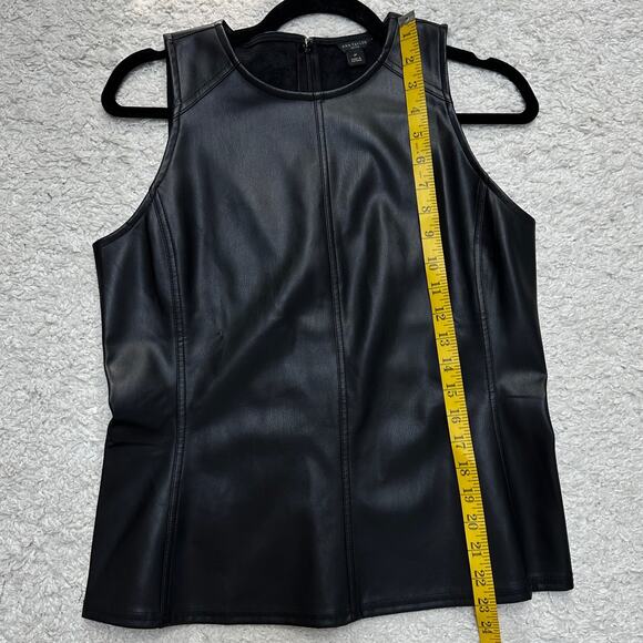 Ann Taylor Petite Faux Leather Sleeveless Blouse Lined Hidden Zip Tank Sz: SP - Picture 3 of 7